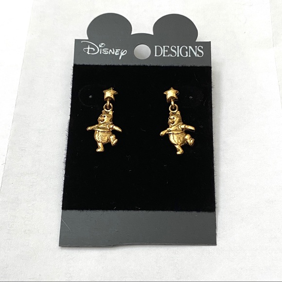 Disney Winnie the Pooh Earrings Gold Tone - Picture 2 of 3